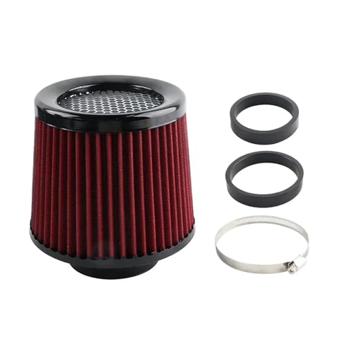 Induktion Schlauch Kit Universal 3in176/90/100 Mm Auto-Luftfilter High Flow Modifizierter Auto-Rennsport-Luftfilter Entlüftungskegel Ansaugluftfilter Auto Luftansaug(Red)