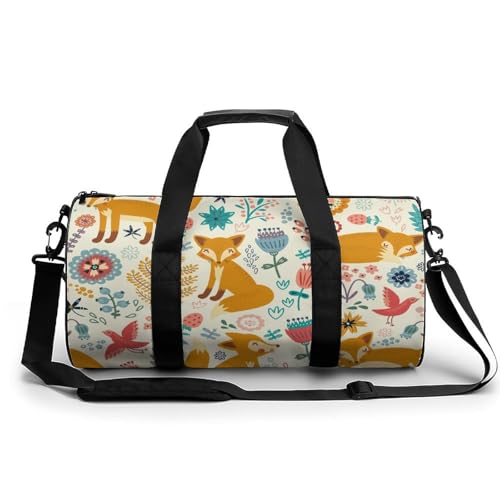 Fuchs Blume Sport Duffel Bag Sporttasche Reisetasche Handgepäck Tasche Schwimmtasche Weekender Bag 45x23x23cm