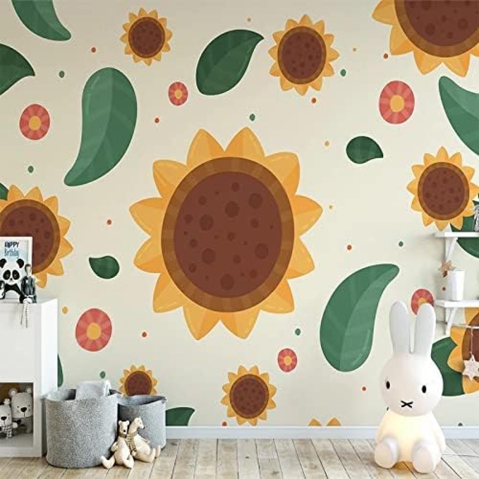 XLMING Handgemalte Cartoon-Sonnenblume Kinder 3D Tapete Wohnzimmer Sofa Schlafzimmer Esszimmer Home Dekoration Wand-300cm×210cm