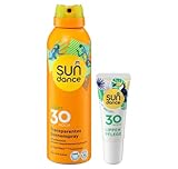 SUNDANCE 2er-Set Sonnenschutz: Sonnenspray SPORT transparent, auch für die Kopfhaut geeignet, schweißresistent LSF 30 (200 ml) + Lippenpflege MINZE LSF 30 (10 ml), 210 ml