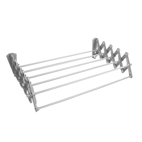 ABJ Wandwäschetrockner Teleskop Wäschetrockner für die Wand Akkordeon Trockenständer Wandmontage (Silber, 60cm)