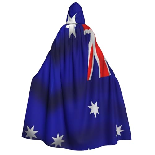 WURTON Kapuzenumhang mit australischer Flagge, Unisex, Halloween, Karneval, Vampir, Cosplay, Umhang mit Kapuze