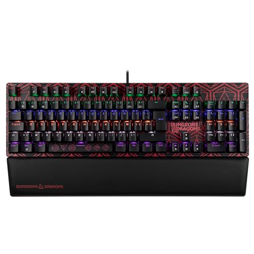 Konix Dungeons and Dragons Mechanische Tastatur, kabelgebunden, AZERTY für Desktop-, Gaming-PC - Anti-Ghosting - 20 Lichteffekte - 1,7-m-Kabel