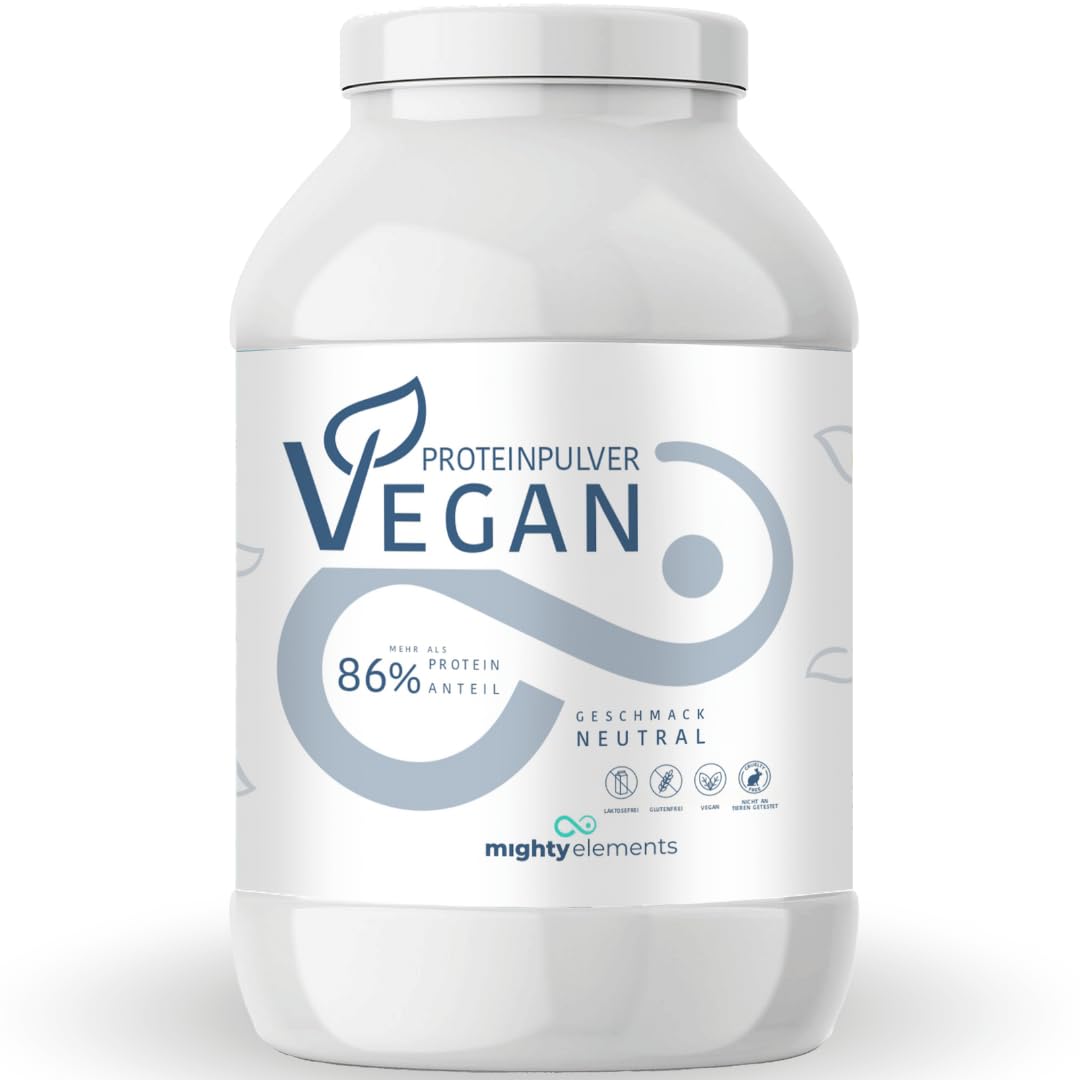 Mighty Elements VEGANES PROTEIN NEUTRAL 1kg - 85% pflanzliches Eiweiß, 5k-Proteinpulver Eiweißpulver ohne Gluten, Laktose & Milcheiweiß, Eiweißshake, Muskelaufbau