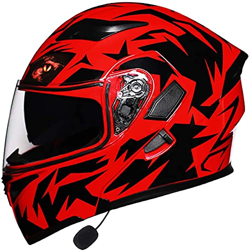 Bluetooth Klapphelme Motorradhelm,Modularer Integralhelme Motorradhelme Anti-Fog Doppelvisier Motorrad-Helm Roller-Helm Scooter-Helm Mofa-Helm,ECE Zertifiziert (Color : I, Größe : M)