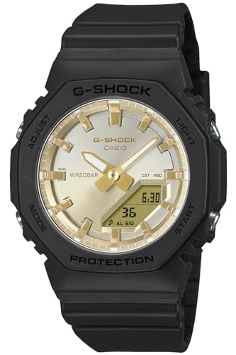 Casio GMA-P2100 Armbanduhr, hergestellt aus Biomasse-Kunststoff, mittelgroßes Modell, Schwarz/Gold, Import aus Japan, Schwarz