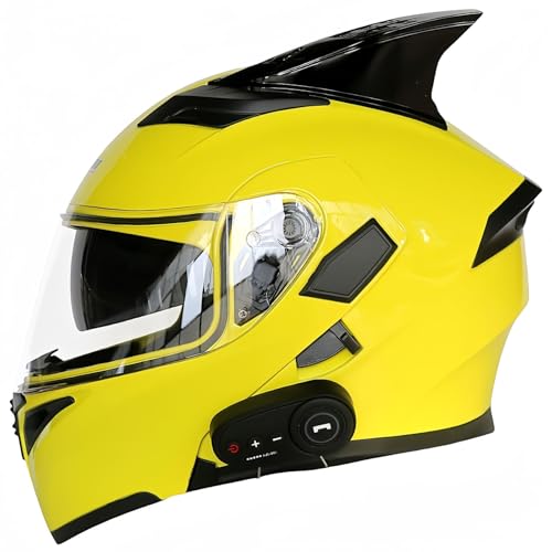 Integrierter Modularer Bluetooth-Motorradhelm Für Herren, ECE-Zertifiziert, Motorradhelm Mit ABS-Schale, Straßenmoped-Motorradhelm Für Männer Und Frauen H,XL61-62CM