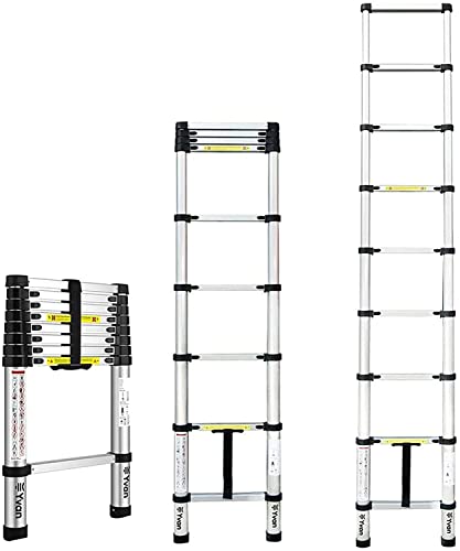 Teleskopleiter, zusammenklappbare Ausziehleiter aus Aluminium, robuste Teleskopleiter mit Einer maximalen Tragkraft von 150 kg und Verriegelungsmechanismus, kompakte Leiter für den Haushalt und