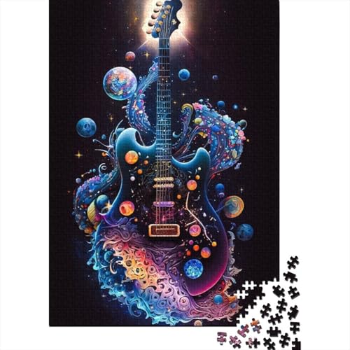 Art Guitar Holzpuzzle Puzzles für Erwachsene und Teenager, Erwachsenenpuzzle 500, Weihnachtsgeburtstagsgeschenk für Erwachsene und Teenager (Größe 52x38cm)