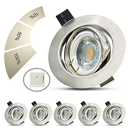 6er Set LED Einbaustrahler Dimmbar Schwenkbar Ultra Flach inkl. 6W LED Modul 230 Volt Neutralweiß 4500K Einbauleuchten für Schlafzimmer, Küche, Wohnzimmer