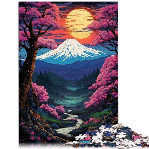 Puzzlespiel Japanischer Wald bei Nachtansicht 1000 Teile Puzzlespielzeug Holzpuzzle Wanddekoration Geburtstagsgeschenk, Geschenke für oder, Wandkunst （50x75cm）