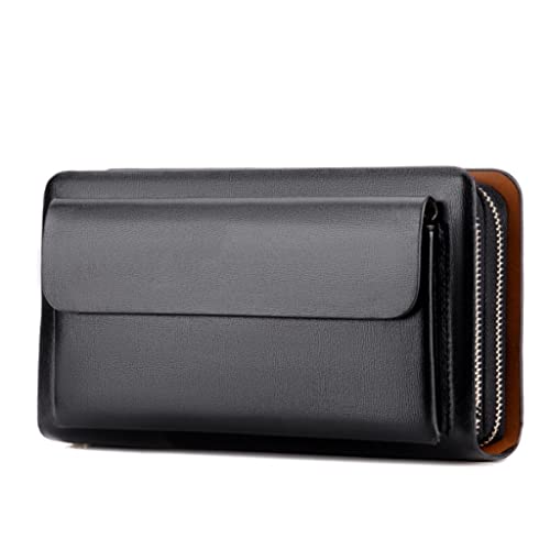 YIHANSS Geldbörsen Herrenbrieftasche Lange Herrengeldbörse Vintage Pu-Leder Mann Clutch Geldbeutel Geldbörsen für Männer (Farbe: A)