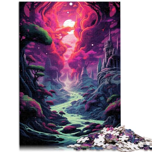 Puzzles, farbenfrohe psychedelische japanische Landschaft, 1000-teiliges Puzzle für Erwachsene, Holzpuzzle mit passendem Poster und Wissensblatt, 1000 Teile (50 x 75 cm)