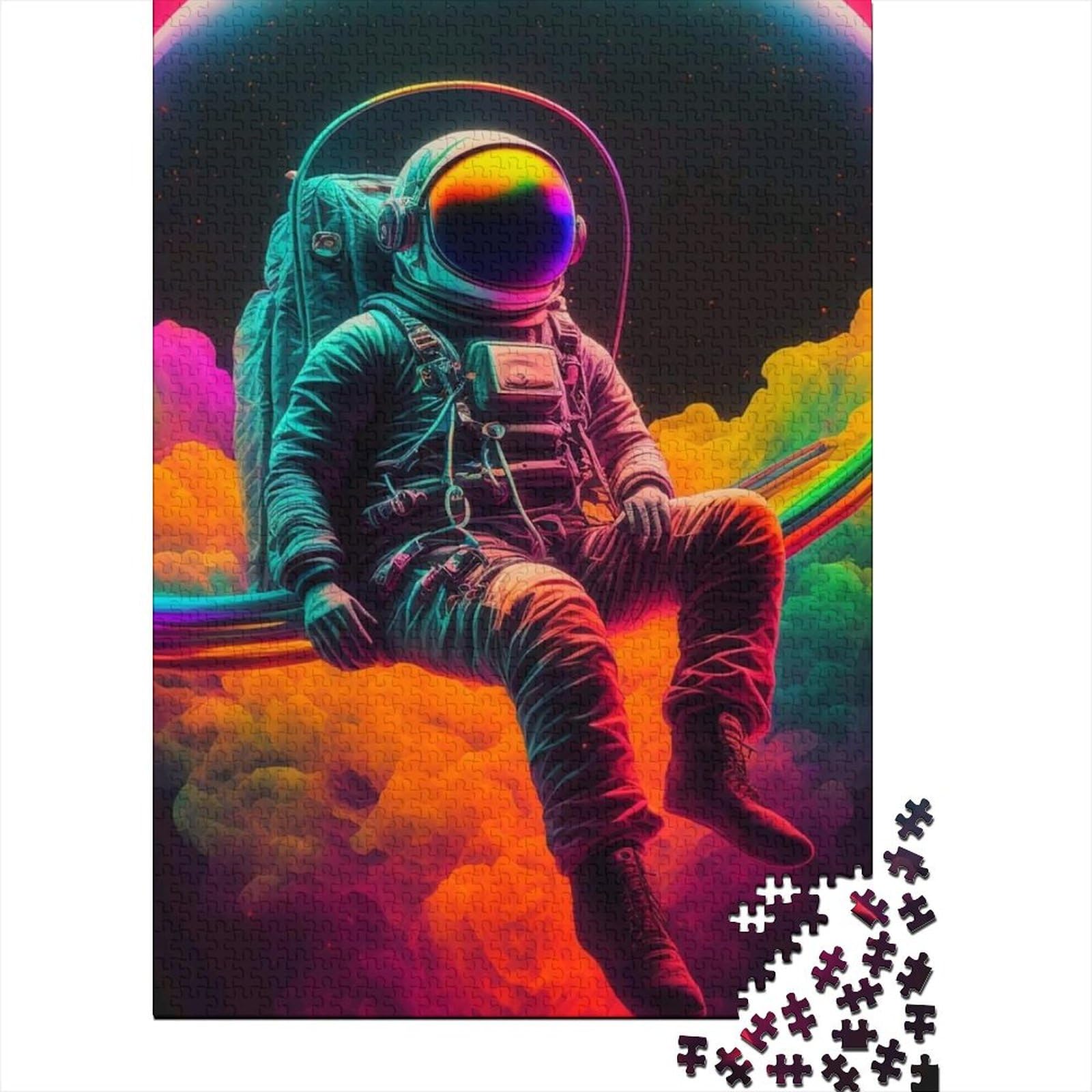 Farbiges Astronauten-Puzzle für Erwachsene und Jugendliche, 1000-teiliges Puzzle für Erwachsene und Jugendliche, Lernspiele, Heimdekorations-Puzzle. 75 x 50 cm