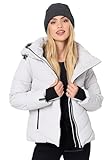 MARIKOO Winterjacke Damen (XS-3XL) - Wasserabweisend, Warm, Kapuze abnehmbar, Winddicht - Steppjacke, Frauen - Stehkragen, 4 Taschen, verlängerter Zipper - Light Grey L