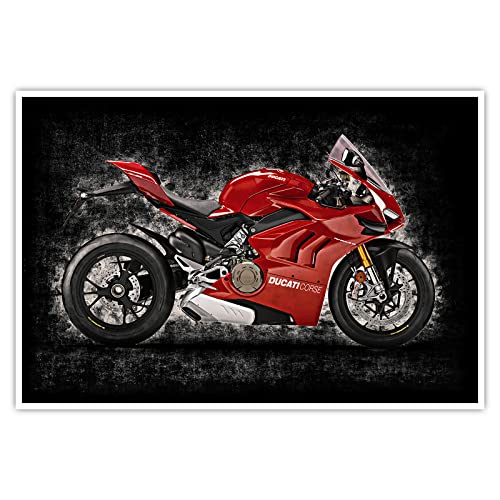 CanvasArts Ducati Panigale V4 II - Poster - Wandbild Motorrad Modern (100 x 70 cm, Poster)