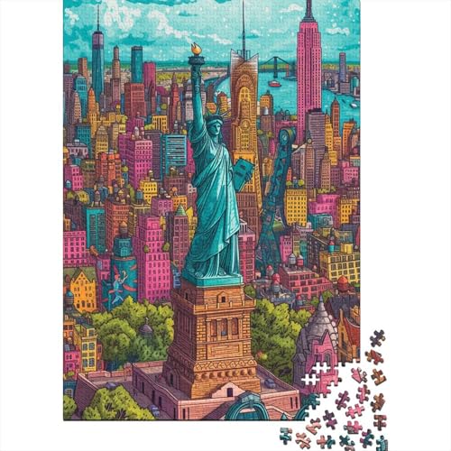 1000-teiliges Puzzle für Erwachsene Teenager, Farbe New York für Erwachsene, 1000-teiliges Puzzle, praktisches Spiel, Familiendekoration (Größe 75x50cm)