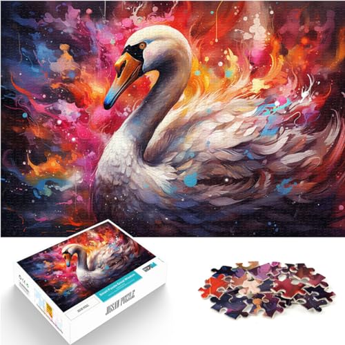 Puzzlespiel Fantasie-bunter Schwan für Erwachsene, 1000-teiliges Puzzle, Holzpuzzle, Familienspiele, Weihnachts- und Geburtstagsgeschenke, 1000 Teile (50 x 75 cm)