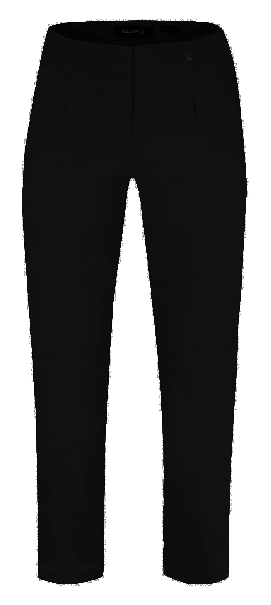 Robell Style LENA09-7/8 Stoffhose Damen high Waist - Damenhose Power Stretch - Stoff Hose mit modischer Saum Optik - Bengaline Hose mit schmalem Bein, Schwarz, 40