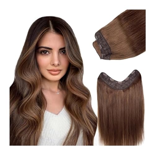 Clip-in-Haarverlängerungen 5 Clips Haarverlängerung Echthaar Mittelbraun Haarverlängerung 12-26 Zoll Einteilige Haarverlängerung Echthaar for Frauen Clip-in-Haarverlängerungen aus Echthaar(20 INCHES)