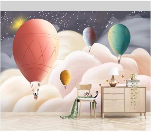 Cartoon Ballon Wolken Vögel 3D Tapete Poster Restaurant Schlafzimmer Wohnzimmer Sofa TV Dekorative Wand-200cm×140cm