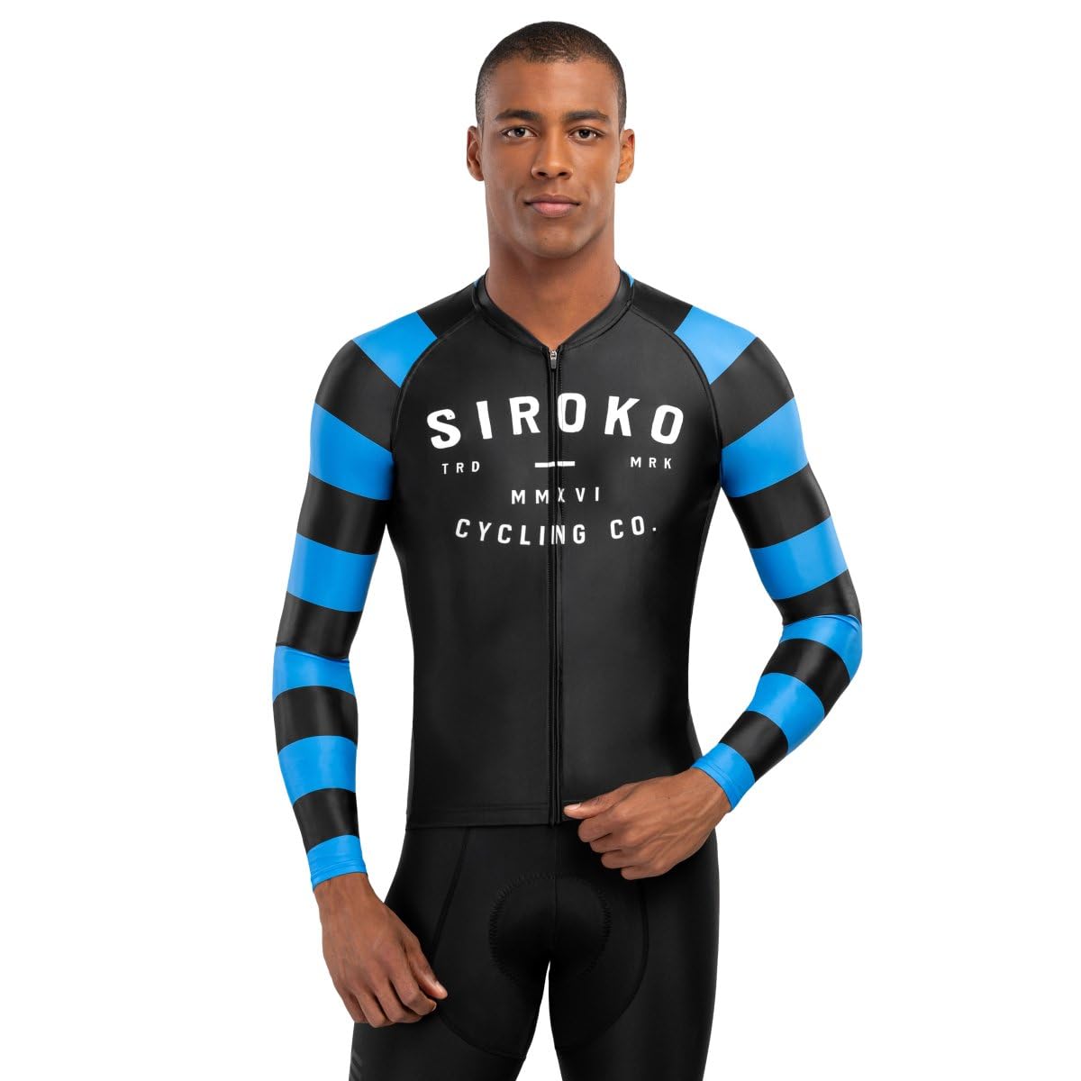 SIROKO - Radtrikot Langarm M2 Legend - XL - Schwarz/Electric Blue