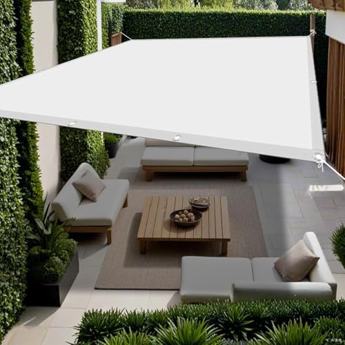 Sonnenschutzsegel mit Ösen, 150 x 320 cm (59 x 126 Zoll), 185 g/m² Material, Sonnenschutzstoff, 98% UV-Schutz, Sonnenwind für Outdoor-Gartenterrassenparty, weiß, 400 x 740 cm (157 x 291 Zol