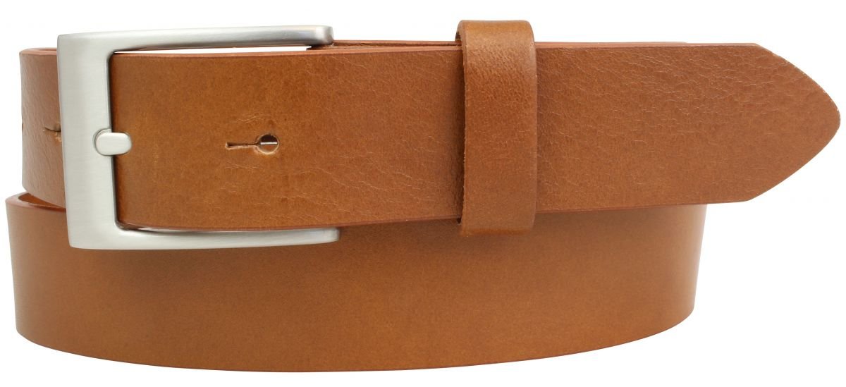 BELTINGER Gürtel aus Vollrindleder 3 cm | Anzug-Gürtel für Damen Herren 30mm | Chino-Gürtel mit massiver Schnalle | Tabac 95cm