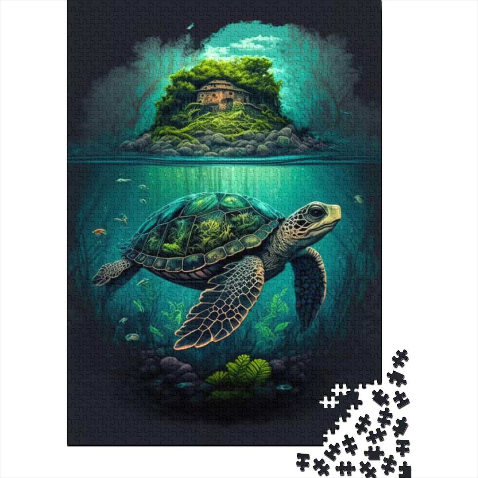 1000 große Teile Puzzle für Erwachsene Turtle Island Holzpuzzle für Erwachsene Puzzle für anspruchsvolles Puzzlespiel und Familienspiel (Größe: 75 x 50 cm)