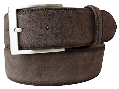 BELTINGER Hochwertiger Gürtel mit Edelstahl-Gürtelschnalle aus Veloursleder 4 cm | Velour-Ledergürtel für Damen Herren 40mm | Wildleder-Gürtel 4cm | Dunkelbraun 85cm