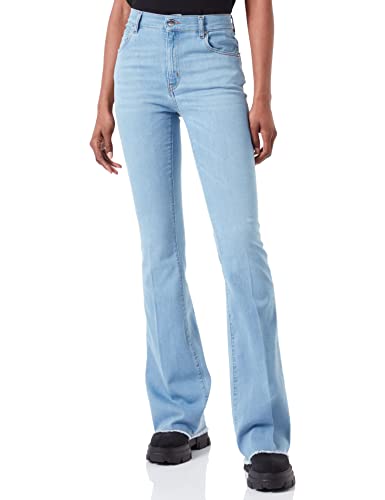 Love Moschino Women's Flare fit 5-Pocket Trousers Casual Pants, Light Blue Denim, 26