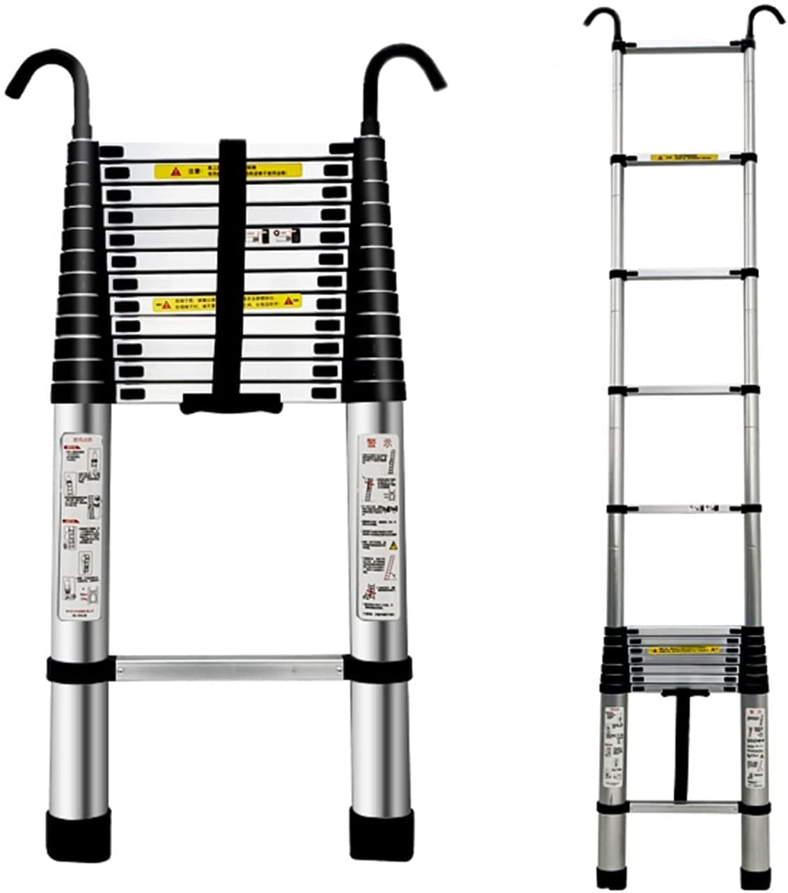 RASOANOA Dachbodenzugang/RV-Teleskopleiter mit Haken, klappbare Teleskopleiter aus Aluminium, 8 12,5 15 16 16,5 20 Fuß, Ausziehleiter für Zuhause, Dachzelt und Outdoor Ambitious