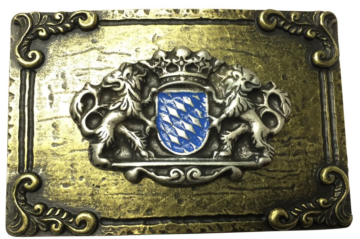 BELTINGER Gürtelschnalle Bayerisches Wappen 4,0 cm | Buckle Wechselschließe Gürtelschließe 40mm Massiv | Für die Tracht | Bicolor