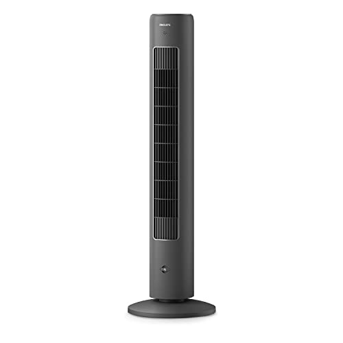 Philips 105 cm Turmventilator. Leise und kraftvoll. 60°-Oszillation. 7-Stunden-Timer. 3 Geschwindigkeitsstufen und 3 Modi. Schneller Luftstrom. Geeignet für Aromatherapie. CX5533/11, Dunkelgrau