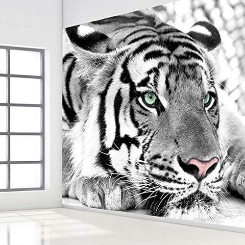 XLMING Schwarzer Und Weißer Tiger Küche Esszimmer Arbeitszimmer Wohnzimmer TV Hintergrund Wand 3D Tapete-150cm×105cm