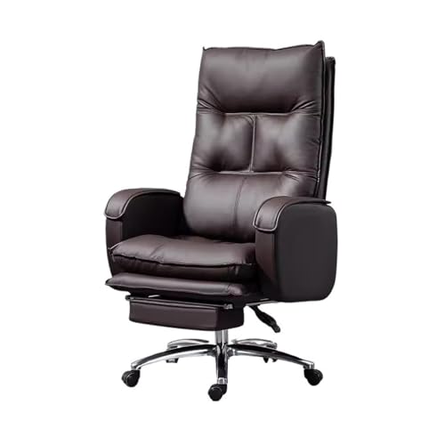 Zhaoj24-05 Bürostuhl Ergonomischer Bequemer sitzender Bürostuhl, Haushalts-Liegecomputerstuhl, fauler Sofastuhl, Drehstuhl aus Mikrofaser-PU-Leder Schreibtischstuhl(Dark brown)