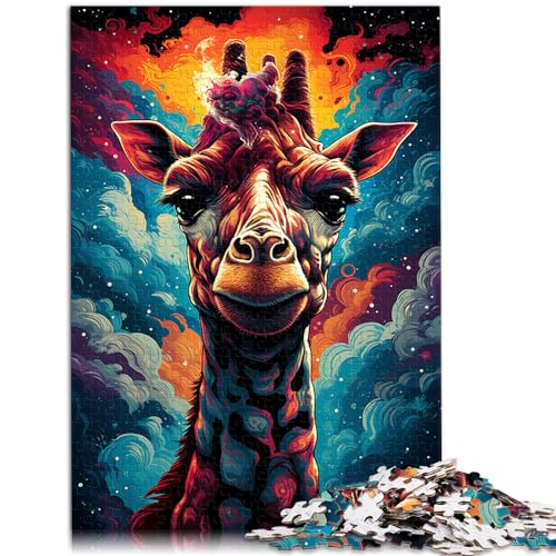 Puzzlespiel „Bunte psychedelische Galaxie-Giraffe“, 1000-teiliges Puzzle für Erwachsene, Holzpuzzle ganze Familie und die 1000 Teile (50 x 75 cm)