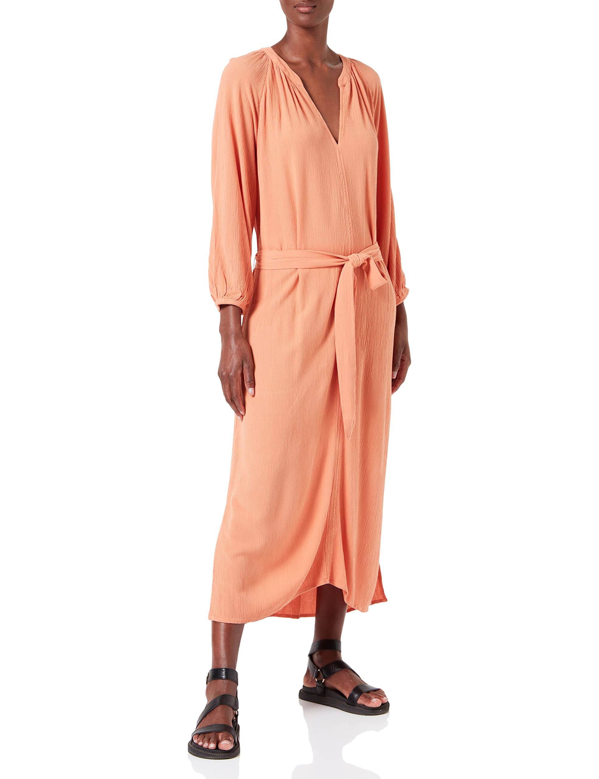 TOM TAILOR Damen Tunica Kleid mit Bindegürtel 1031362, 29519 - Cantaloupe Orange, 36