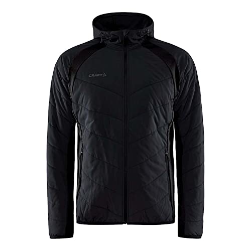 Craft ADV EXPLORE HYBRID JACKET M | Übergangsjacke Herren M | Black | Leichte, wattierte Jacke mit Jersey-Stretcheinsätzen | Verstellbare Kapuze | Mit Taschen | Leichte Windjacke Herren