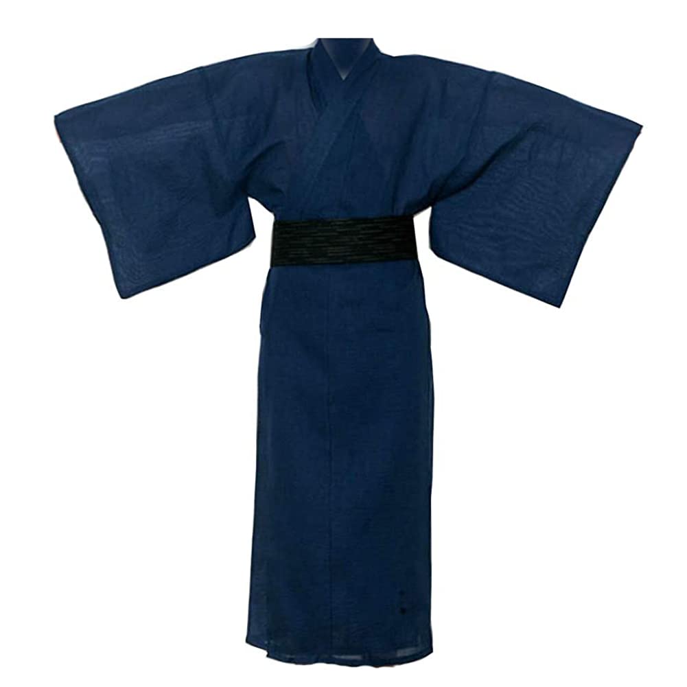 Fancy Pumpkin Yukata Kimono Kimono von Jinbei für Herren Japanische Robe-Pyjamas (Blau/Größe M)