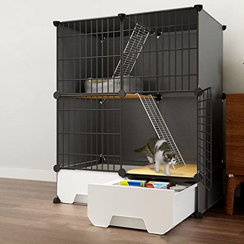 Katzenkäfig, Katzenkiste, Katzengehege für den Innenbereich, DIY-Katzenlaufstall, Catio, abnehmbarer Katzenlaufstall aus Metalldraht, großer Auslaufbereich, ideal für 1–2 Katzen, S