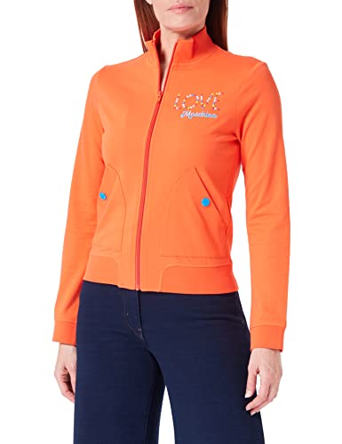 Love Moschino Damen Zipped in 100% Cotton Fleece With Multicolor Snap Buttons Jacke, Orange, 46 EU