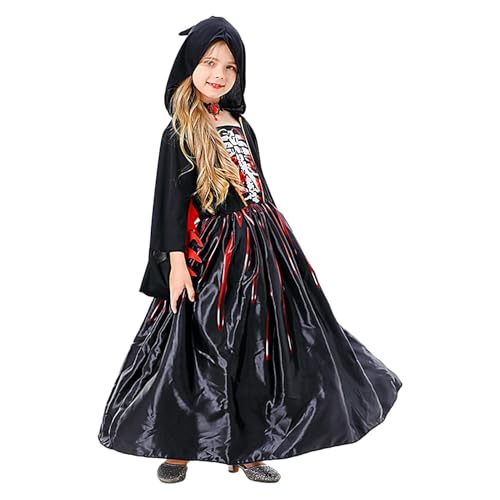 Nbhuiakl Halloween-Hexen-Outfit, Mädchen-Hexe-Cosplay-Kostüm | Halloween-Hexenkleid für Mädchen in Cape-Form,Hexenkleid für Kinder im Alter von 5–14 Jahren