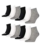 PUMA unisex Quarter Sportsocken Kurzsocken Socken 271080001 12 Paar, Farbe:Mehrfarbig, Menge:12 Paar (4x 3er Pack), Größe:35-38, Artikel:-882 grey/white/black