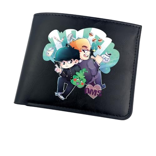 RYNDEX M-ob Psyc-ho 100 Anime-Geldbörsen, Cartoon-Münztasche Kleine Geldbörse, PU-Leder Geldbörse Brieftasche Wallet(Color:Black 3)