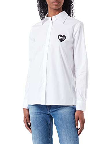 Love Moschino Women's Regular fit Long-Sleeved Shirt, Optical White, 40