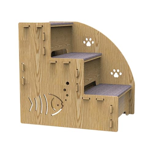 Pet Steps Sofa – Haustiertreppe aus Holz, Hunderampe für den Innenbereich, mit Anti-Rutsch-Surfaace, 3-stufige Holzleiter, stabile Haustierrampe aus Holz, stabile Hunderampe für kleine Hunde, 33 x