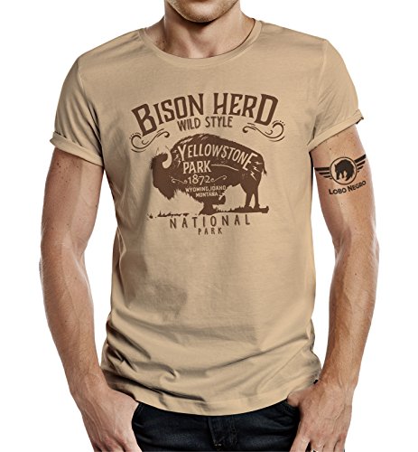 LOBO NEGRO Original Design T-Shirt für den Western Indiander Fan: Yellowstone Bison-XXL