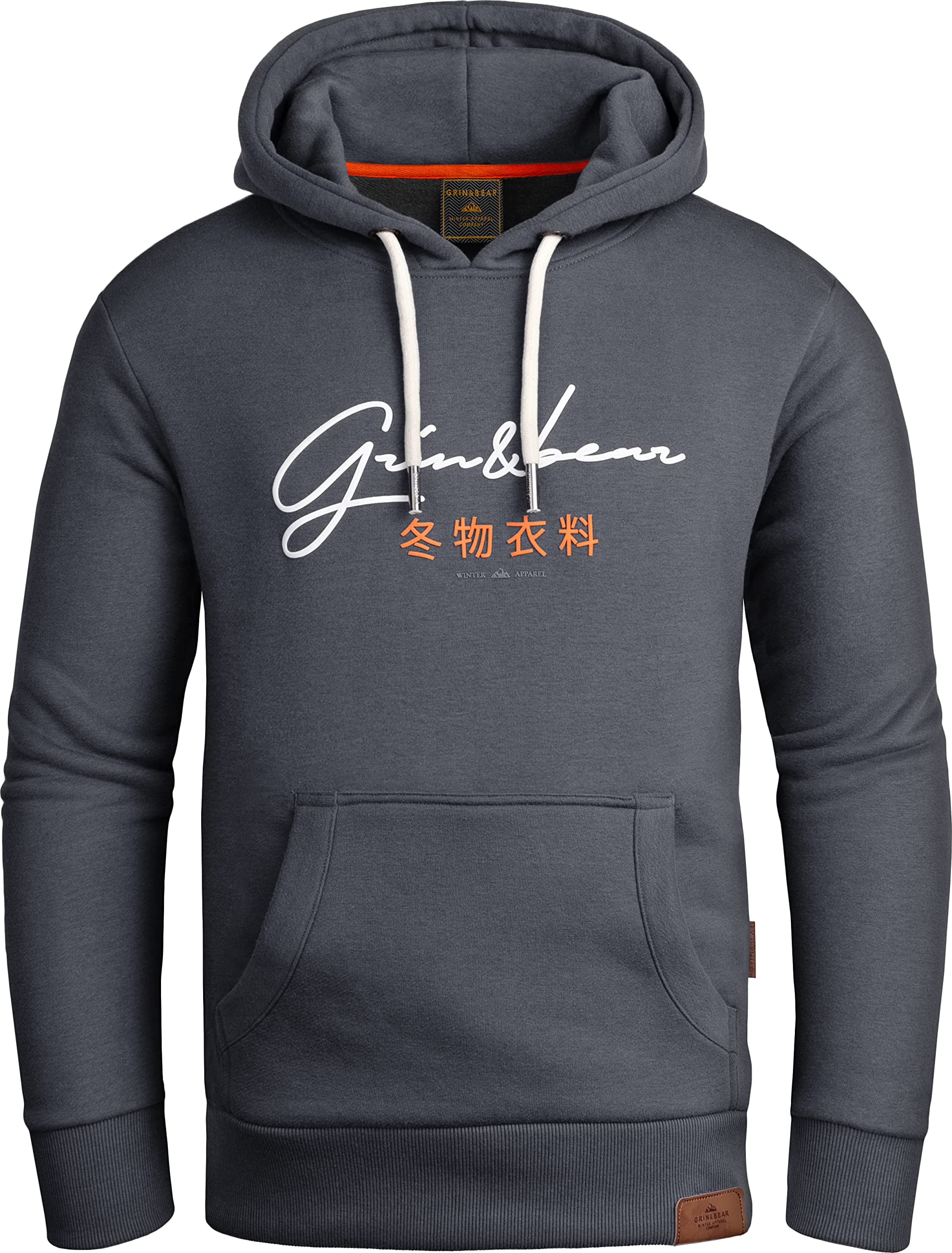 Grin&Bear Hoodie Herren Sweatshirt GEC703 Stahlgrau XXL