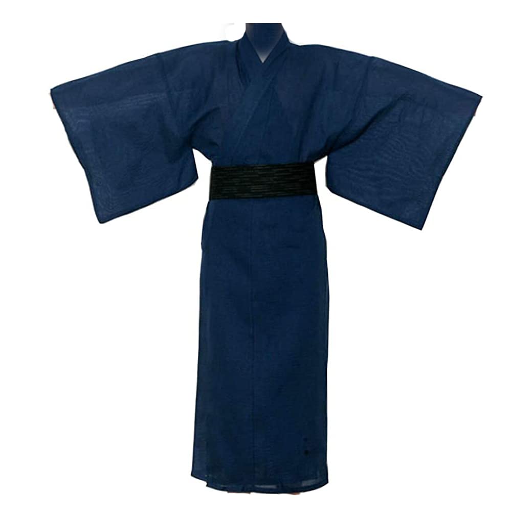 Fancy Pumpkin Jinbei Hommes Yukata Kimono Robe Japonaise Pyjama 【Bleu/Taille L】